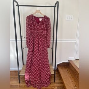 Gal Meets Glam long sleeve plaid maxi dress size 8